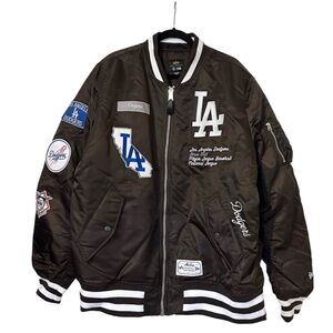 Alpha Industries New Era LA Dodgers MA-1 Bomber Jacket Men’s 2XL Burn Wood Brown